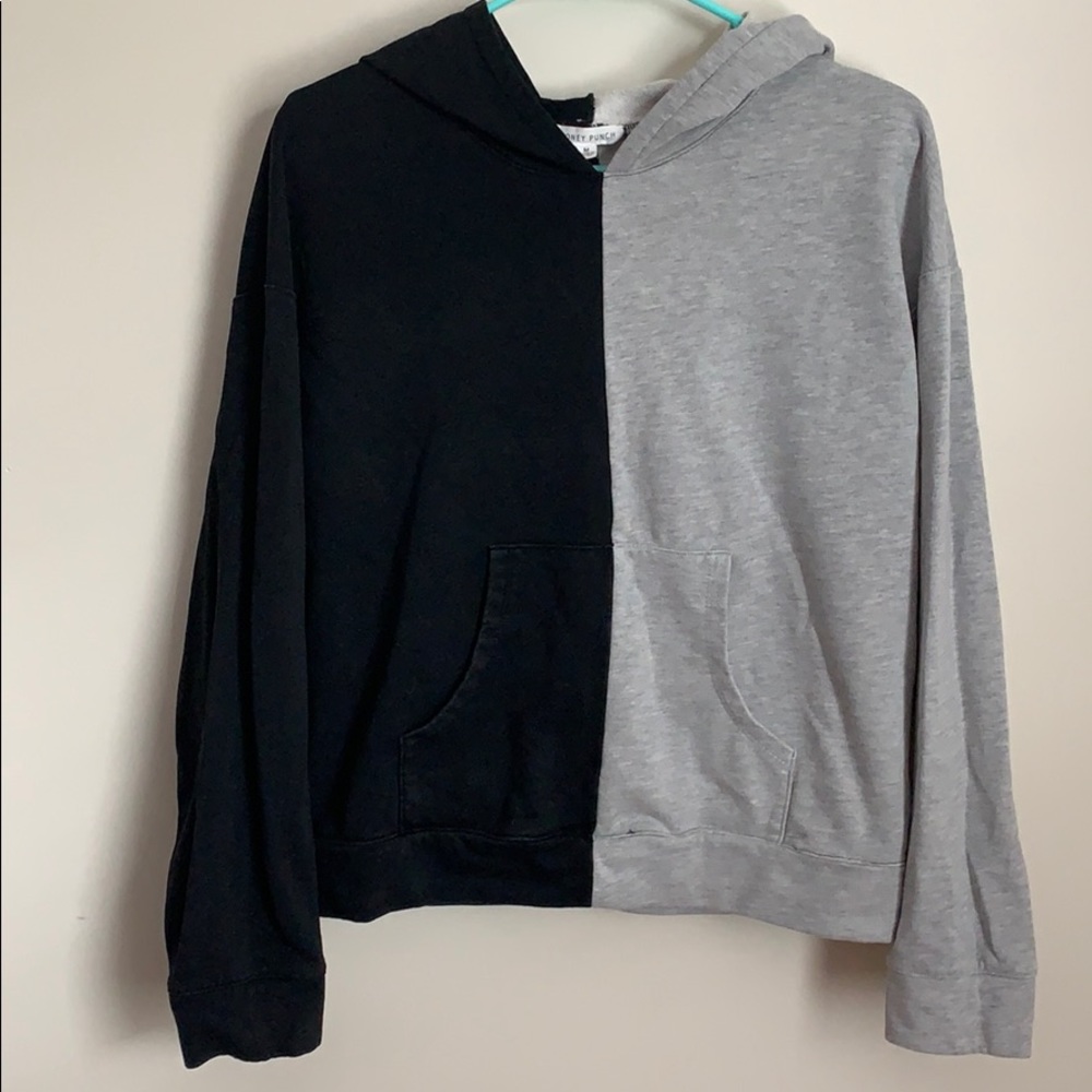 Black and Gray Color block Hoodie by Honey Punch